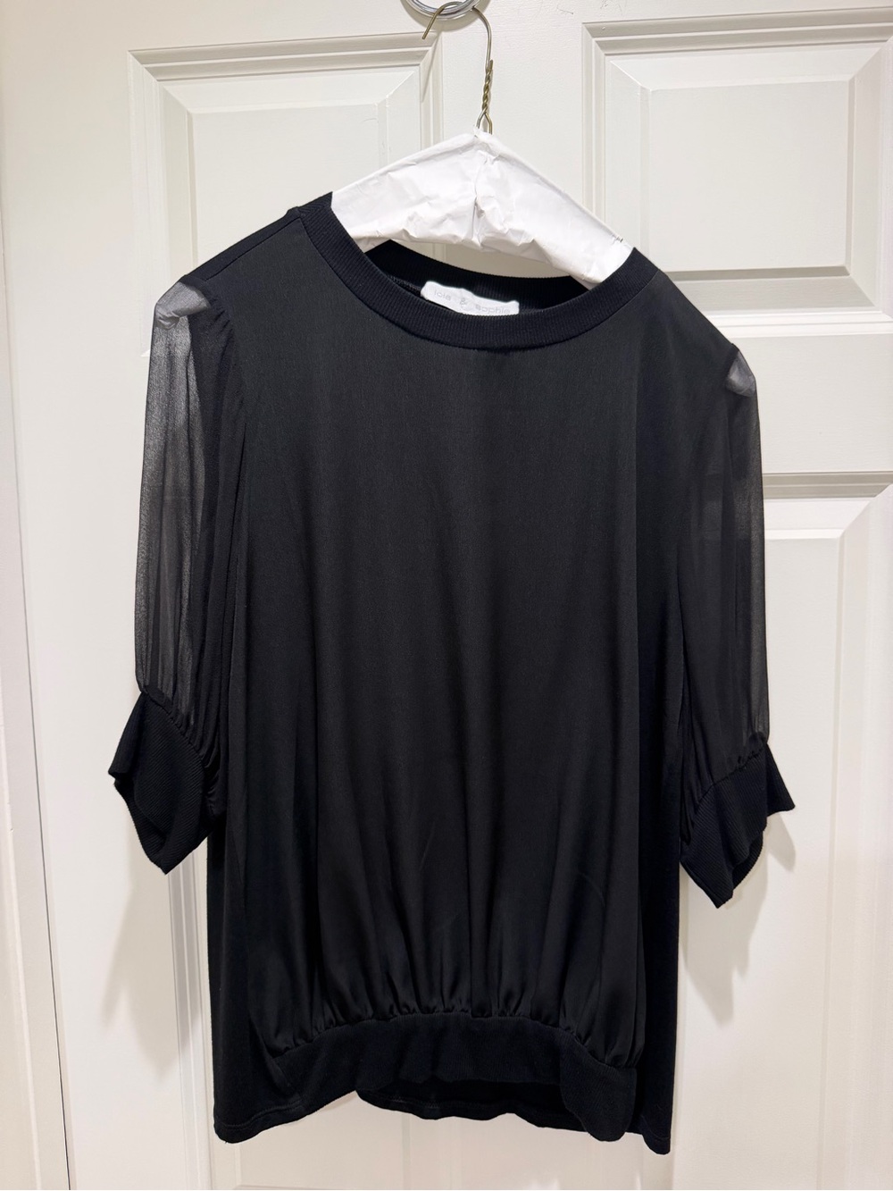 Lola & Sophie Black Sheer Sleeve Blouse | Size Small